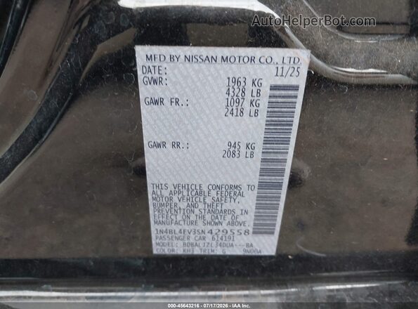 1N4BL4EV3SN429558 2025 NISSAN ALTIMA Black ძრავის განყოფილების ხედი