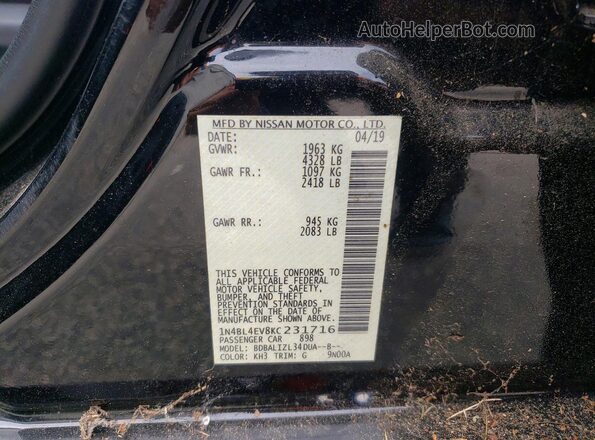 1N4BL4EV8KC231716 2019 NISSAN ALTIMA Black Вид підкапотного простору