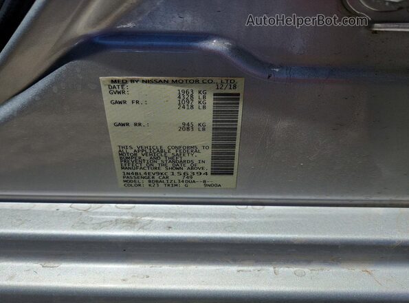 1N4BL4EV9KC156394 2019 NISSAN ALTIMA Серебряный Вид наклейки с VIN-кодом