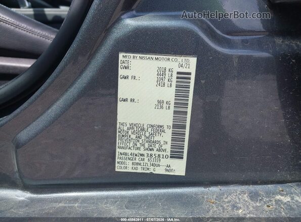 1N4BL4EW2MN385810 2021 NISSAN ALTIMA Silver Vista del compartimento del motor