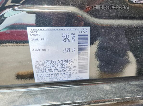 1N4BL4EW3SN347371 2025 NISSAN ALTIMA Black Вид підкапотного простору