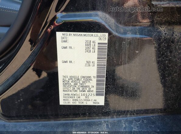 1N4BL4EW5LC101225 2020 NISSAN ALTIMA Gray Vista del compartimento del motor