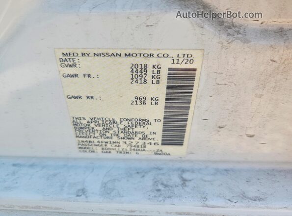 1N4BL4FW1MN327346 2021 NISSAN ALTIMA White Вид підкапотного простору
