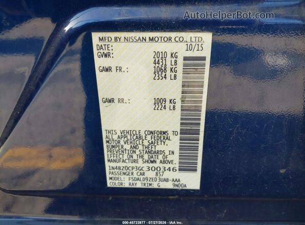 1N4BZ0CP3GC300346 2016 NISSAN LEAF Blue Widok komory silnika