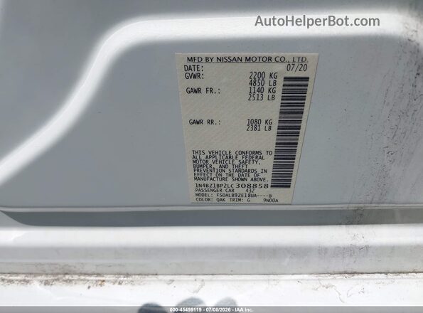 1N4BZ1BP2LC308858 2020 NISSAN LEAF White Widok komory silnika