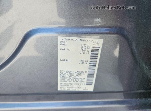 1N4BZ1BP4LC307789 2020 NISSAN LEAF Gray Widok wnętrza 360 stopni