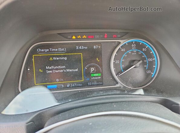 1N4BZ1BP4LC307789 2020 NISSAN LEAF Gray Widok zestawu wskaźników