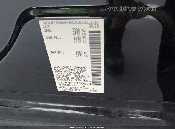 1N4BZ1CP5LC309971 2020 NISSAN LEAF Black ძრავის განყოფილების ხედი