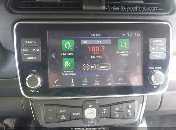 1N4BZ1CP9KC311432 2019 NISSAN LEAF Белый Панорамный вид салона 360°