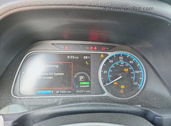 1N4BZ1CPXKC320463 2019 NISSAN LEAF Black Սարքավորումների վահանակի տեսք