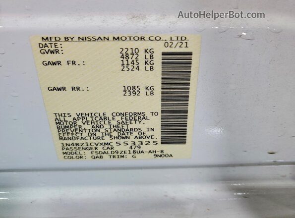 1N4BZ1CVXMC553325 2021 NISSAN LEAF White Вид підкапотного простору