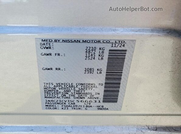 1N4CZ1CV3SC566631 2025 NISSAN LEAF Silver VIN կոդի պիտակի տեսք