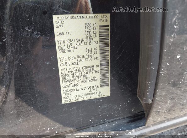 1N6AD0ER2GN769836 2016 NISSAN FRONTIER Black Vista del compartimento del motor