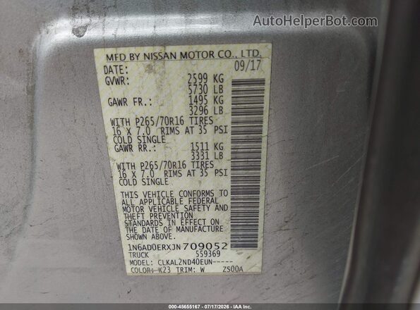 1N6AD0ERXJN709052 2018 NISSAN FRONTIER Silver Widok tylnych siedzeń