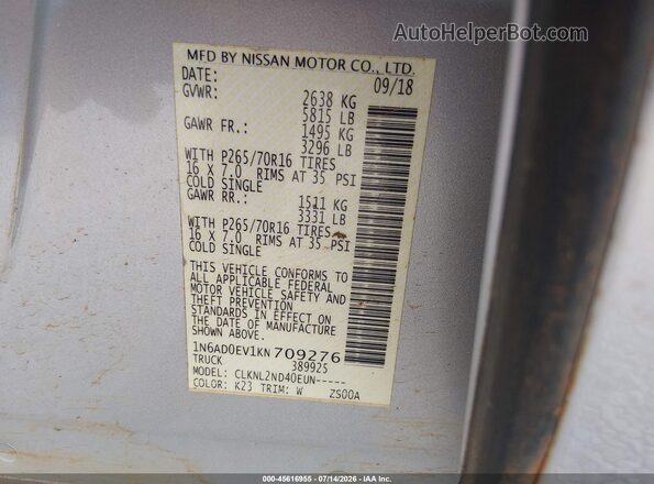 1N6AD0EV1KN709276 2019 NISSAN FRONTIER Silver Շարժիչի բաժամունքի տեսք