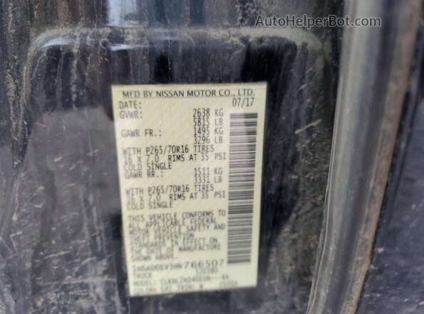 1N6AD0EV3HN766507 2017 NISSAN FRONTIER Black Շարժիչի բաժամունքի տեսք