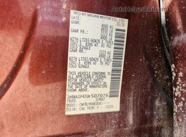 1N6BA1F42GN507076 2016 NISSAN TITAN Коричневый Вид подкапотного пространства