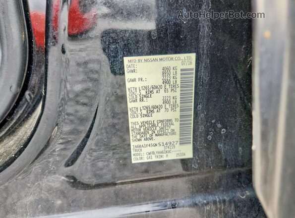 1N6BA1F45GN514927 2016 NISSAN TITAN Black ძრავის განყოფილების ხედი