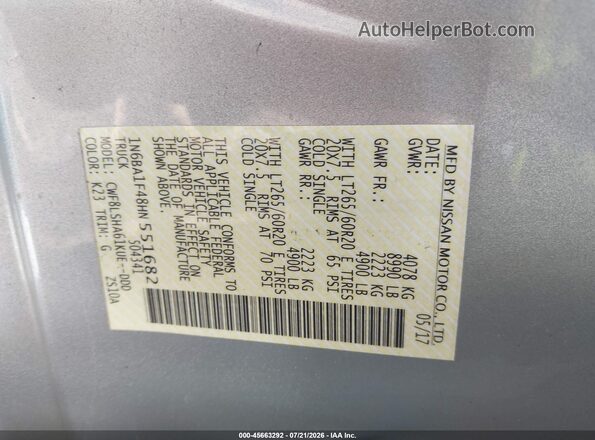 1N6BA1F48HN551682 2017 NISSAN TITAN XD Silver ძრავის განყოფილების ხედი