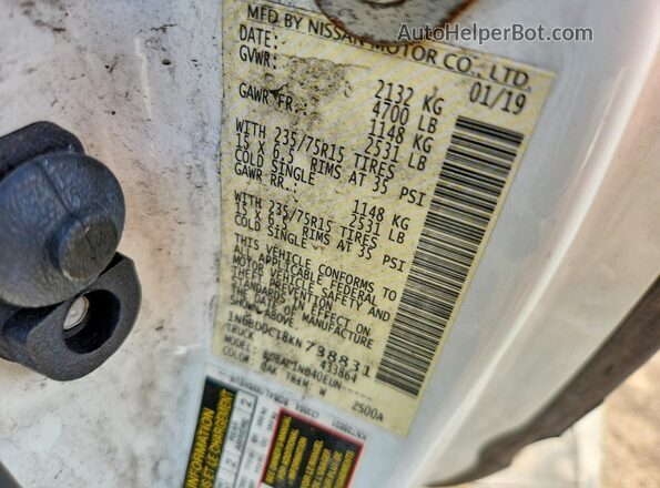 1N6BD0CT8KN738831 2019 NISSAN FRONTIER Белый Вид подкапотного пространства