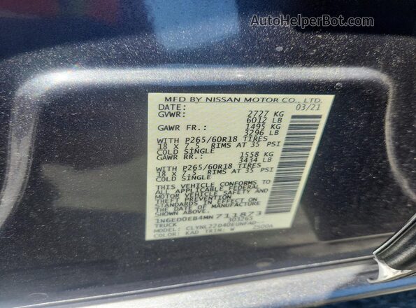 1N6ED0EB4MN711873 2021 NISSAN FRONTIER Charcoal Engine compartment view