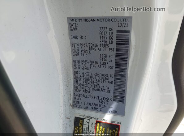 1N6ED1CL2RN613093 2024 NISSAN FRONTIER White Engine compartment view