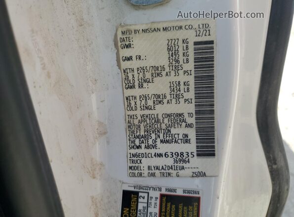 1N6ED1CL4NN639835 2022 NISSAN FRONTIER White Engine compartment view
