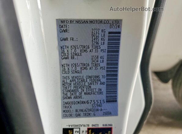 1N6ED1CM3RN675515 2024 NISSAN FRONTIER White ძრავის განყოფილების ხედი