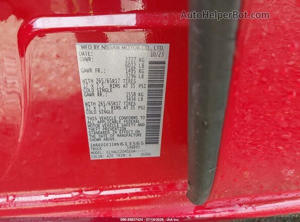 1N6ED1EJ1RN613565 2024 NISSAN FRONTIER Red Вид підкапотного простору