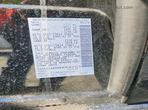 1N6ED1EK6RN668263 2024 NISSAN FRONTIER Black Widok naklejki z numerem VIN