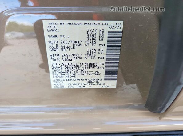 1N6ED1EKXPN640995 2023 NISSAN FRONTIER Коричневый Вид наклейки с VIN-кодом