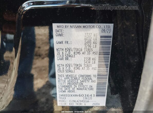 1N6ED1EKXRN603643 2024 NISSAN FRONTIER Black Вид підкапотного простору