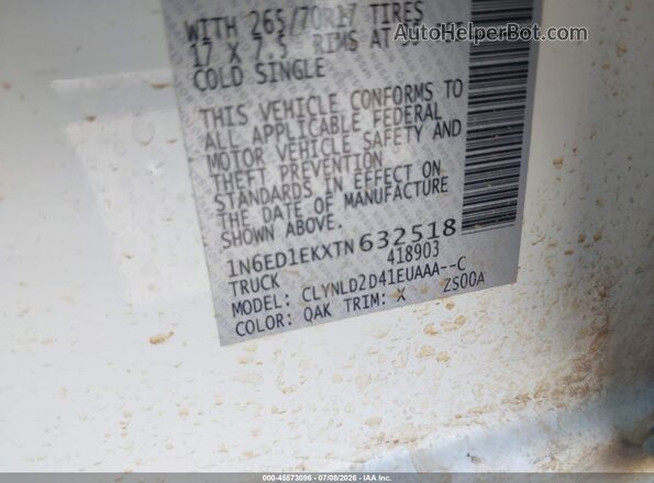 1N6ED1EKXTN632518 2026 NISSAN FRONTIER White Vista del compartimento del motor