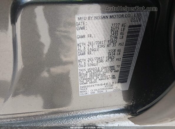 1N6ED1FK7TN646133 2026 NISSAN FRONTIER Gray Vista del compartimento del motor
