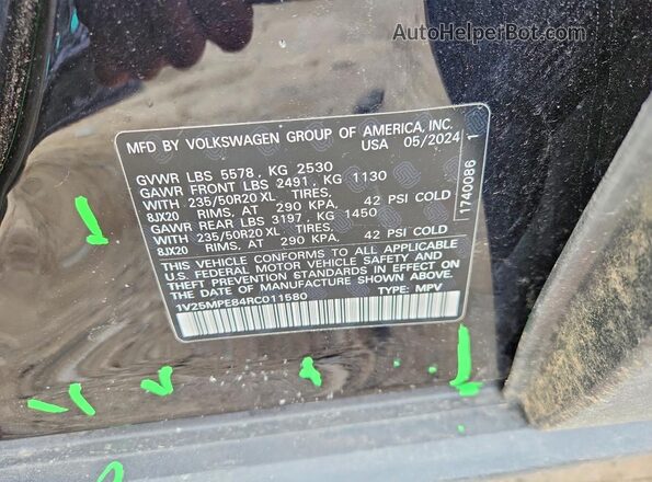 1V25MPE84RC011580 2024 VOLKSWAGEN ID.4 Black ძრავის განყოფილების ხედი