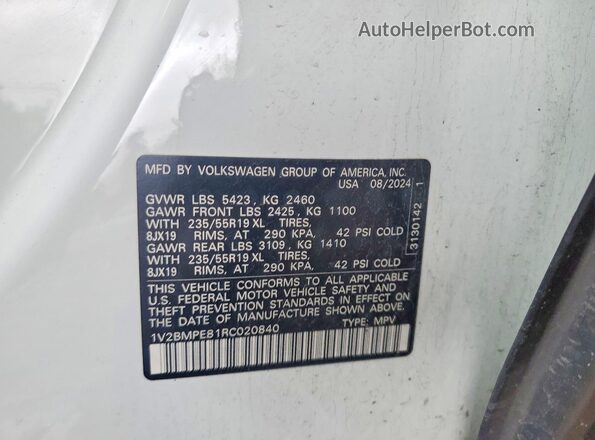 1V2BMPE81RC020840 2024 VOLKSWAGEN ID.4 White Вид підкапотного простору