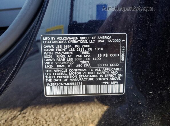 1V2BP2CA7MC554479 2021 VOLKSWAGEN ATLAS Black Vista del compartimento del motor