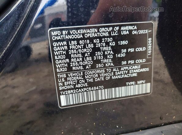 1V2BR2CAXPC549470 2023 VOLKSWAGEN ATLAS Black Вид наклейки з VIN-кодом