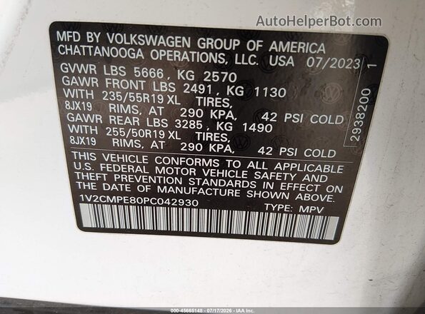 1V2CMPE80PC042930 2023 VOLKSWAGEN ID.4 Белый Вид подкапотного пространства