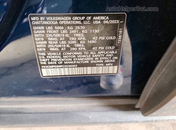 1V2CMPE89PC026063 2023 VOLKSWAGEN ID.4 Синий Вид наклейки с VIN-кодом