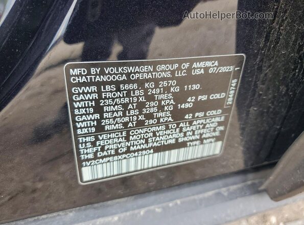 1V2CMPE8XPC042904 2023 VOLKSWAGEN ID.4 Black Widok naklejki z numerem VIN