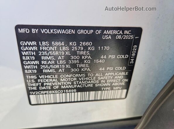 1V2CRPE8XSC015695 2025 VOLKSWAGEN ID.4 Белый Вид подкапотного пространства