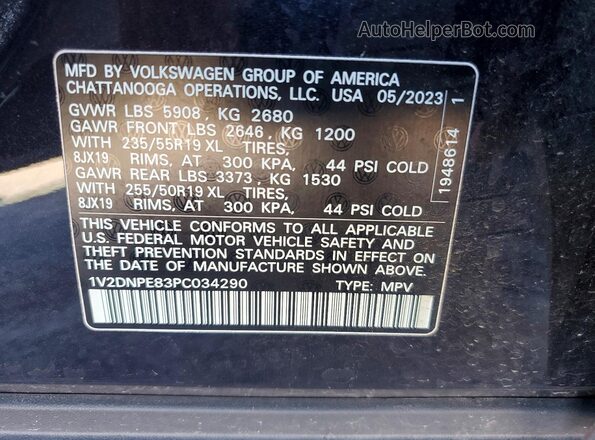 1V2DNPE83PC034290 2023 VOLKSWAGEN ID.4 Black VIN կոդի պիտակի տեսք