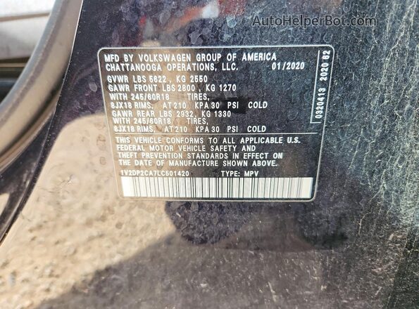 1V2DP2CA7LC501420 2020 VOLKSWAGEN ATLAS Black 360 interior view