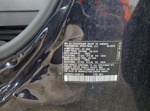 1V2DR2CA1JC590103 2018 VOLKSWAGEN ATLAS Black Widok naklejki z numerem VIN