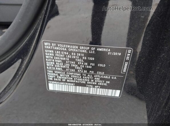 1V2DR2CA6KC538967 2019 VOLKSWAGEN ATLAS Black Vista del compartimento del motor