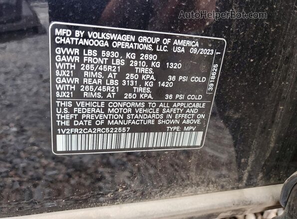1V2FR2CA2RC522557 2024 VOLKSWAGEN ATLAS Black VIN sticker view