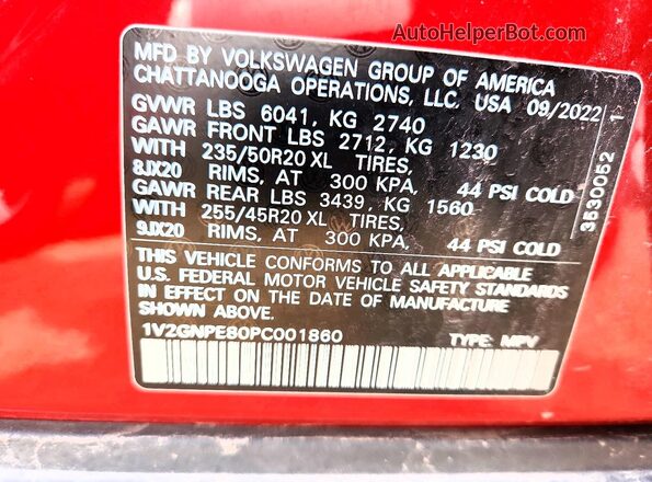1V2GNPE80PC001860 2023 VOLKSWAGEN ID.4 Red ძრავის განყოფილების ხედი