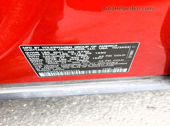 1V2GNPE87PC002732 2023 VOLKSWAGEN ID.4 Red Vista de la etiqueta del VIN