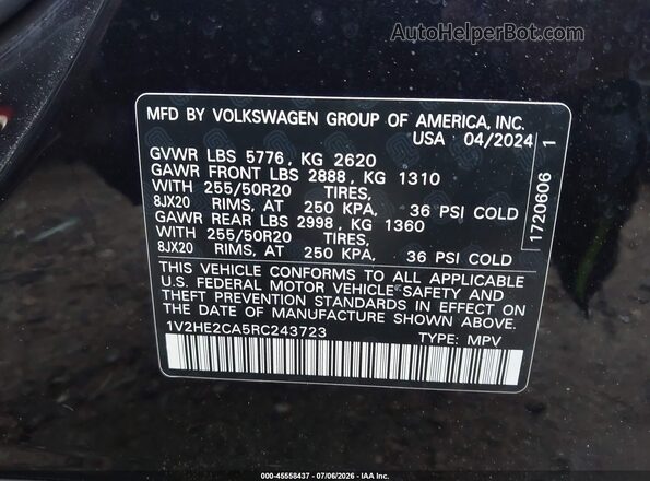 1V2HE2CA5RC243723 2024 VOLKSWAGEN ATLAS Черный Вид подкапотного пространства